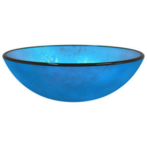 Lavabo de vidrio templado azul 42x14 cm H