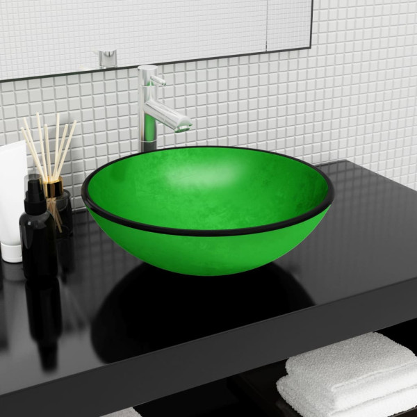 Lavabo de vidrio templado verde 42x14 cm D
