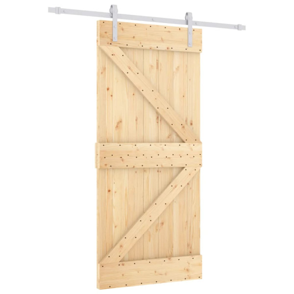 Puerta corredera con herrajes madera maciza de pino 90x210 cm M 2