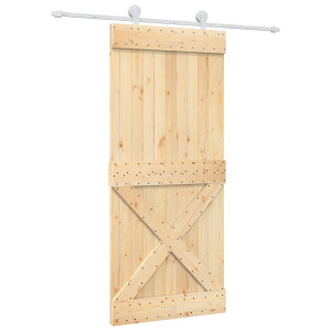 Puerta corredera con herrajes madera maciza de pino 90x210 cm H