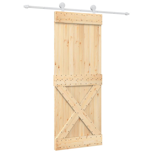 Puerta corredera con herrajes madera maciza de pino 80x210 cm M 2