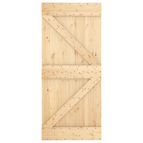 Puerta corredera con herrajes madera maciza de pino 90x210 cm M 4