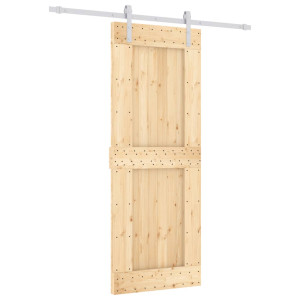 Puerta corredera con herrajes madera maciza de pino 80x210 cm H