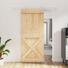 Puerta corredera con herrajes madera maciza de pino 90x210 cm 1