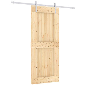 Puerta corredera con herrajes madera maciza de pino 85x210 cm H