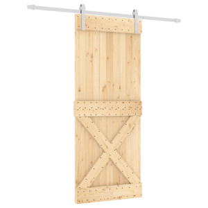 Puerta corredera con herrajes madera maciza de pino 85x210 cm H