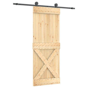 Puerta corredera con herrajes madera maciza de pino 80x210 cm H