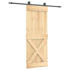 Puerta corredera con herrajes madera maciza de pino 80x210 cm H
