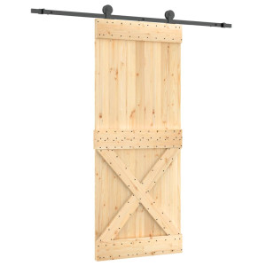 Puerta corredera con herrajes madera maciza de pino 85x210 cm H