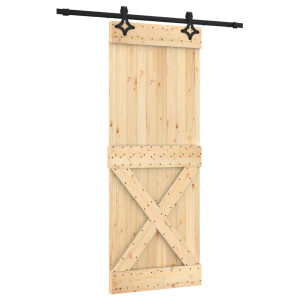 Puerta corredera con herrajes madera maciza de pino 80x210 cm H