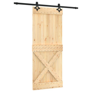 Puerta corredera con herrajes madera maciza de pino 85x210 cm H