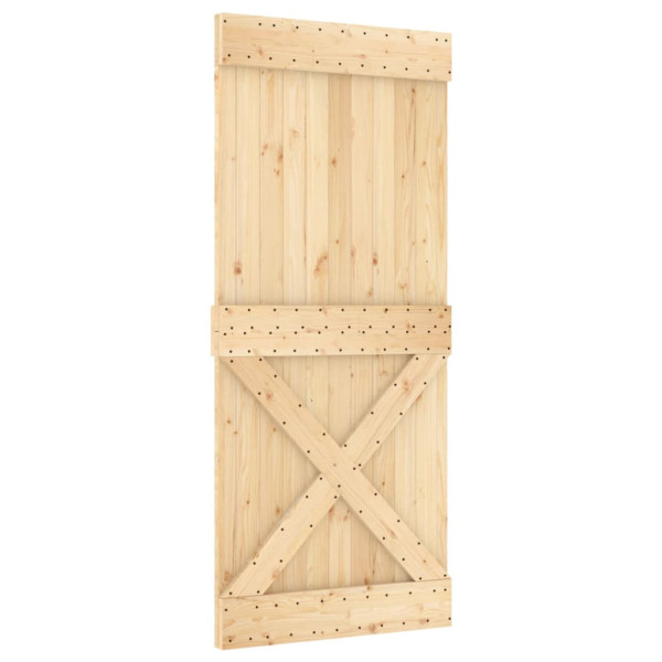 Puerta corredera con herrajes madera maciza de pino 90x210 cm M 3