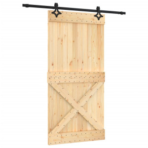 Puerta corredera con herrajes madera maciza de pino 100x210 cm H
