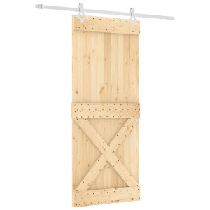 Puerta corredera con herrajes madera maciza de pino 85x210 cm H