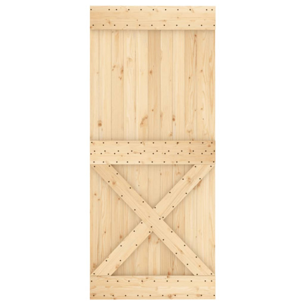 Puerta corredera con herrajes madera maciza de pino 90x210 cm M 3