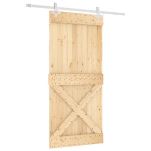 Puerta corredera con herrajes madera maciza de pino 95x210 cm H