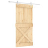 Puerta corredera con herrajes madera maciza de pino 95x210 cm 2
