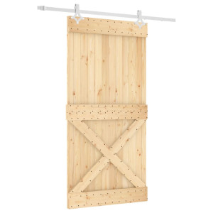 Puerta corredera con herrajes madera maciza de pino 100x210 cm H