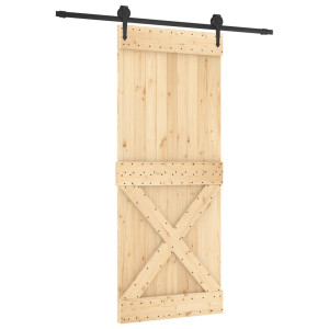 Puerta corredera con herrajes madera maciza de pino 85x210 cm H