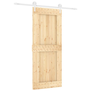 Puerta corredera con herrajes madera maciza de pino 85x210 cm H