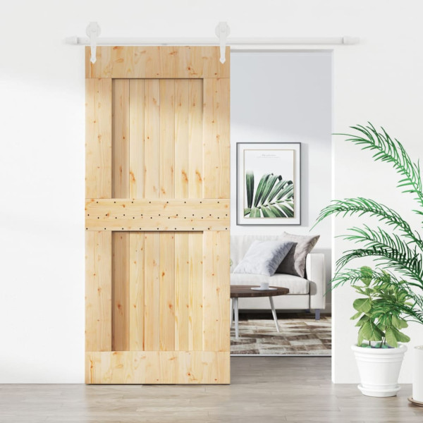 Puerta corredera con herrajes madera maciza de pino 90x210 cm D