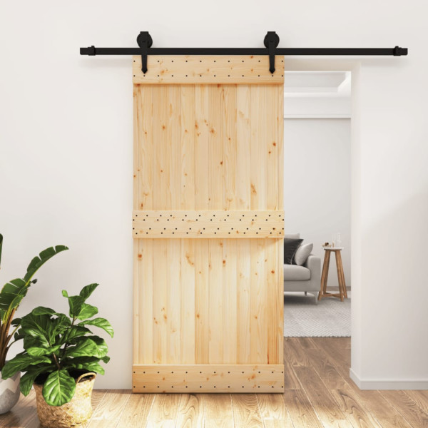 Puerta corredera con herrajes madera maciza de pino 95x210 cm D
