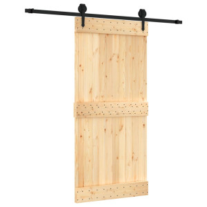 Puerta corredera con herrajes madera maciza de pino 95x210 cm H