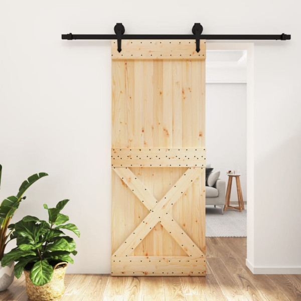 Puerta corredera con herrajes madera maciza de pino 85x210 cm D