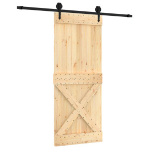 Puerta corredera con herrajes madera maciza de pino 85x210 cm H