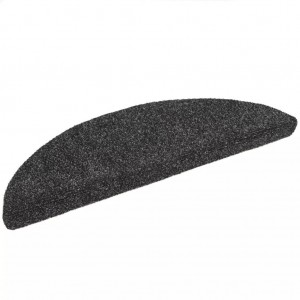 Tapetes de escada autoadesivos 15 peças 56x17x3 cm cinza escuro semicircular H