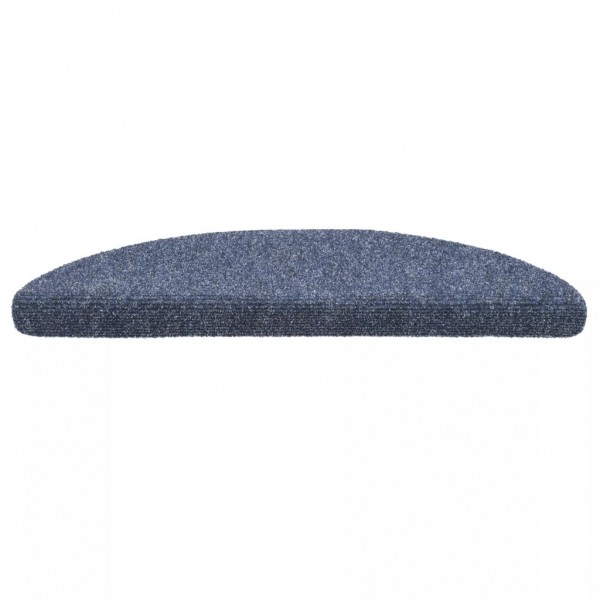 Alfombrilla de escaleras 15 uds tela punzonada azul 56x17x3 cm M 4