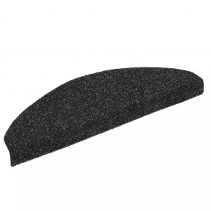 Alfombrilla de escaleras 15 uds tela punzonada 65x21x4cm negro H