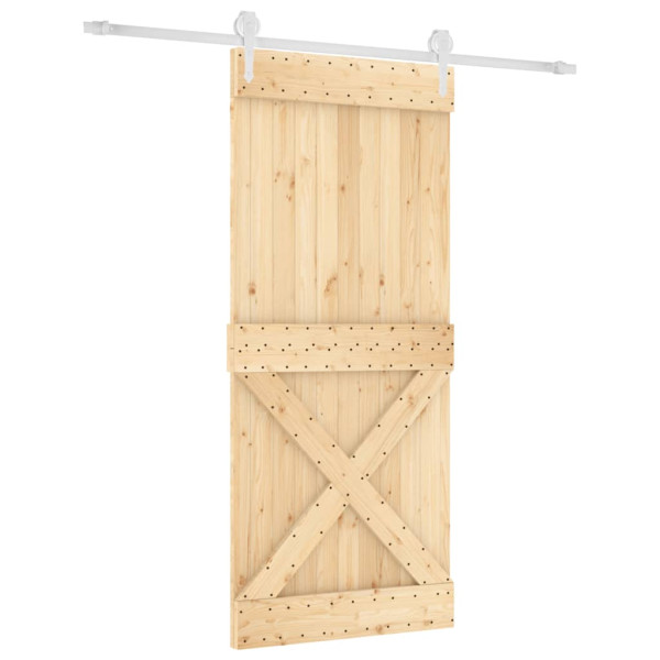 Puerta corredera con herrajes madera maciza de pino 90x210 cm M 2