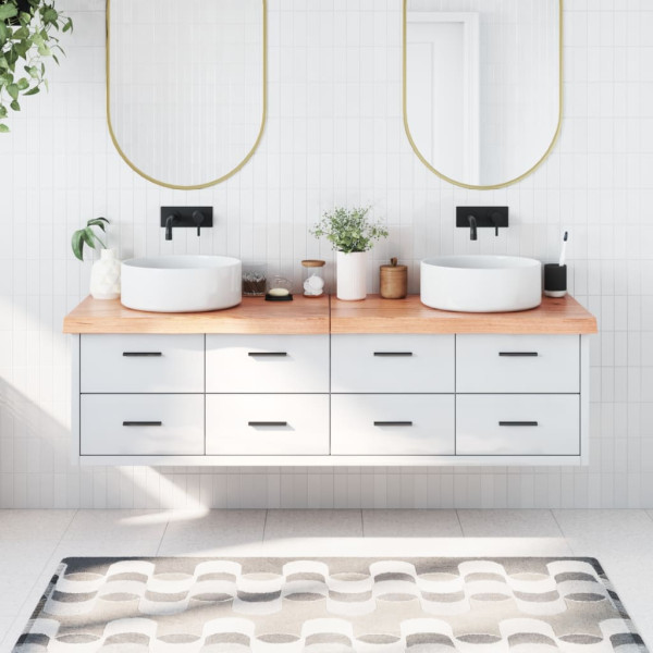 Bancada p/ WC 180x60x(2-6) cm madeira maciça tratada castanho M 3