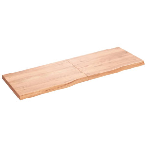 Encimera de baño madera maciza tratada marrón claro 180x60x6 cm H