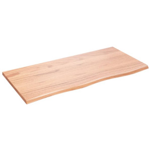 Encimera de baño madera maciza tratada marrón claro 100x50x2 cm H