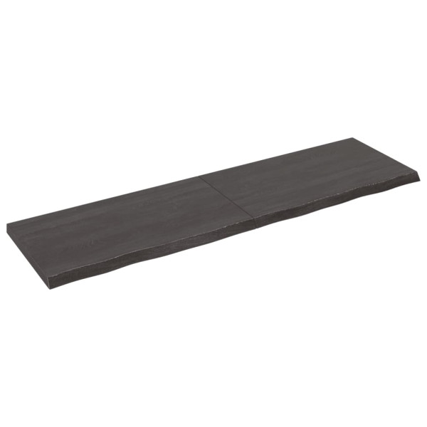 Encimera de baño madera maciza tratada gris oscuro 220x60x6 cm M 2