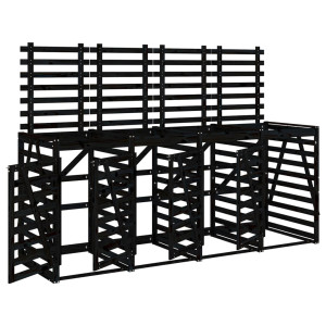 Cobertizo cuádruple para cubos de basura madera de pino negro H