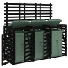 Cobertizo triple para cubos de basura madera maciza pino negro 4