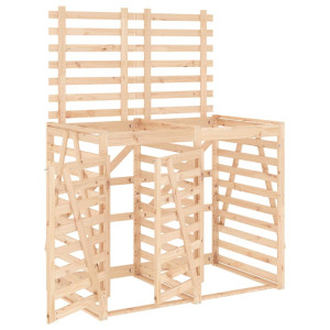 Cobertizo doble para cubos de basura madera maciza de pino H