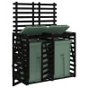 Cobertizo doble para cubos de basura madera maciza pino negro 4