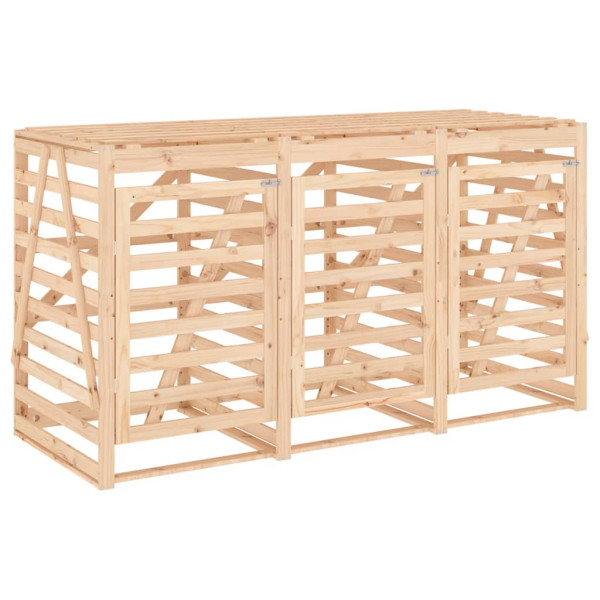 Cobertizo triple para cubos de basura madera maciza de pino M 5
