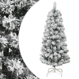 Árbol de Navidad artificial con bisagras y nieve flocada 120 cm H