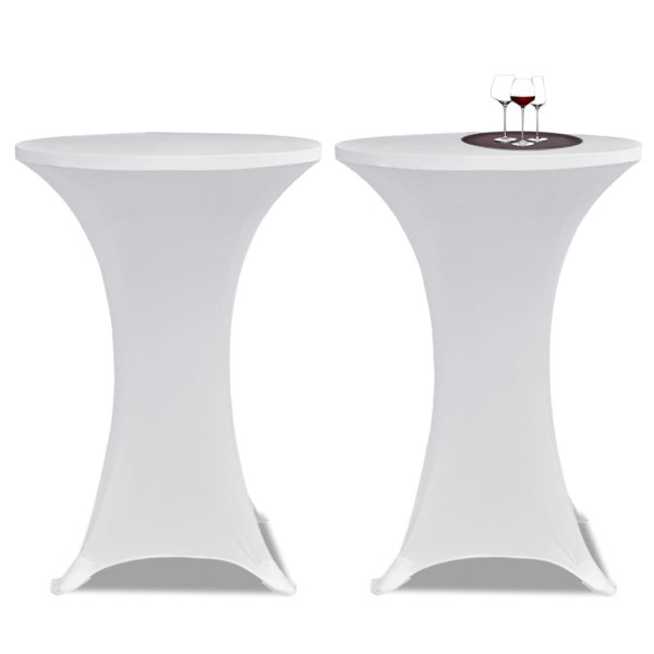 2 Manteles blancos ajustados para mesa de pie - 80 cm diámetro D
