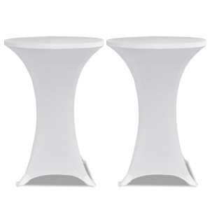 2 Manteles blancos ajustados para mesa de pie - 80 cm diámetro H