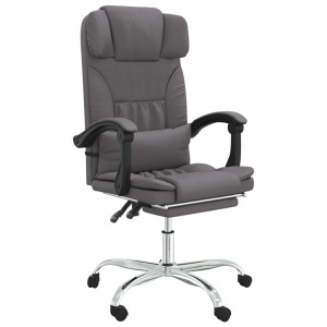 Silla de oficina reclinable masaje cuero sintético gris H
