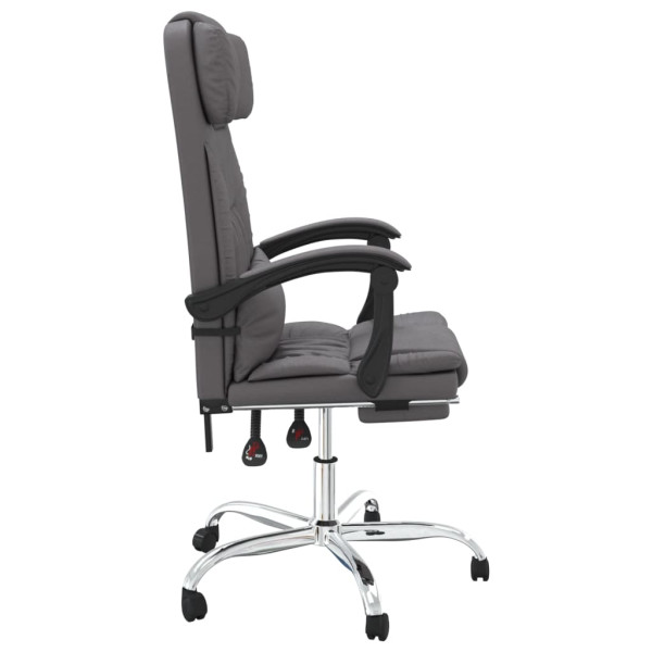 Silla de oficina reclinable masaje cuero sintético gris M 4