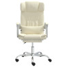 Silla de oficina reclinable masaje cuero sintético color crema 3