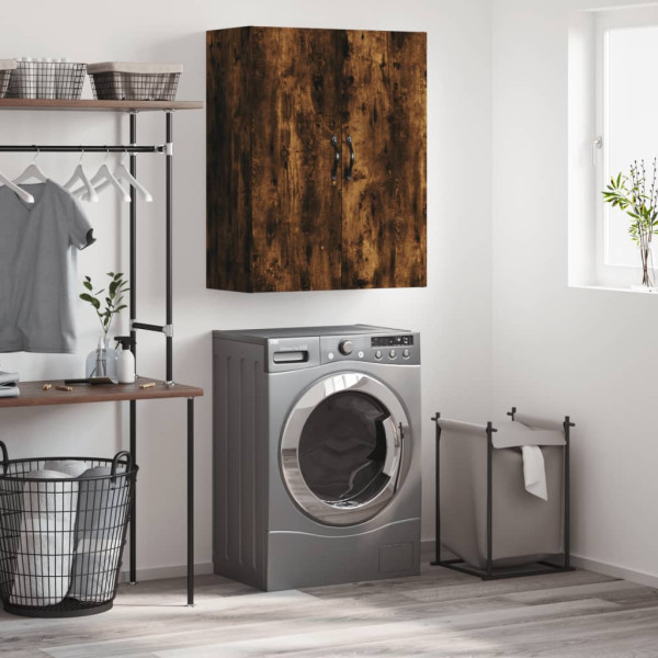 Armario de pared madera ingeniería roble ahumado 69.5x34x90 cm D