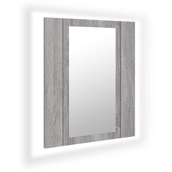 Armario de baño con espejo LED madera gris Sonoma 40x12x45 cm M 2
